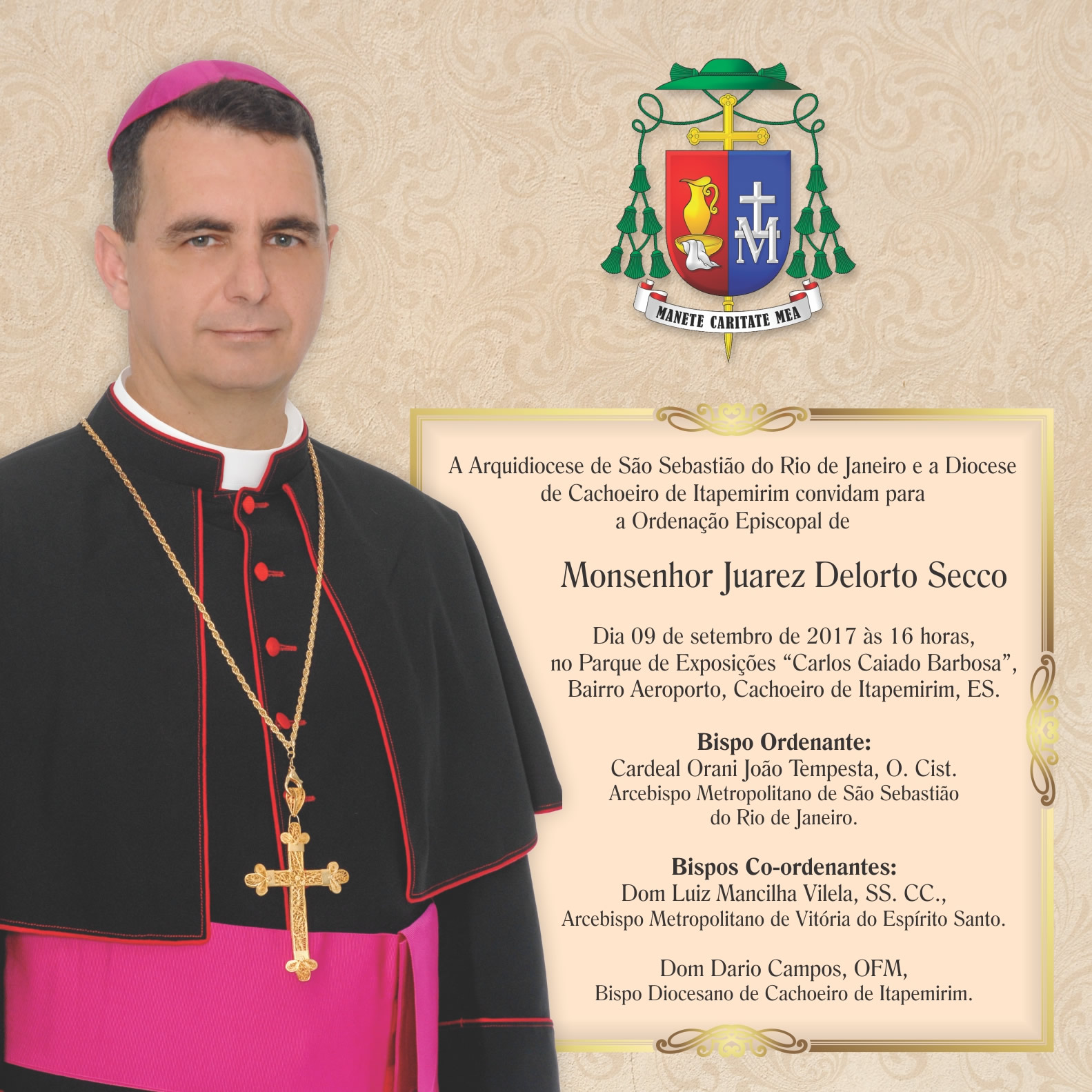 Ordenação Episcopal Dia 9 de setembro Diocese de Cachoeiro celebra a Ordenação de Mons. Juarez Delorto Secco